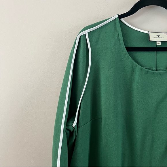 Tuckernuck Seamed shift mini dress Ladies Size xxxl Green white stripe - Picture 5 of 8